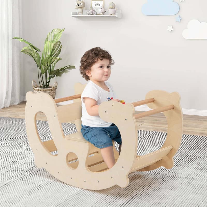 Wooden Arch Rocker Toy Indoor Play Gym Climbing Ladder Set