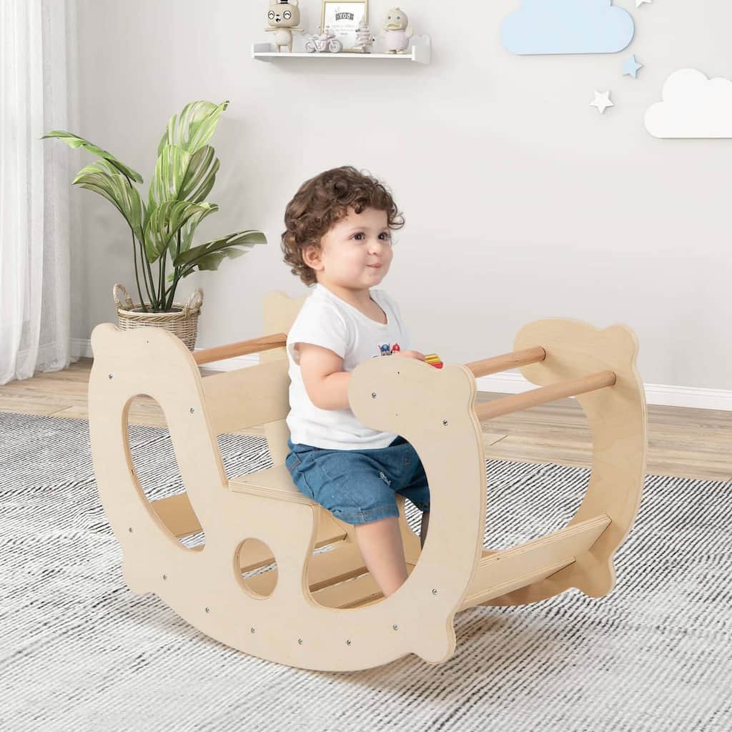 Wooden Arch Rocker Toy Indoor Play Gym Climbing Ladder Set