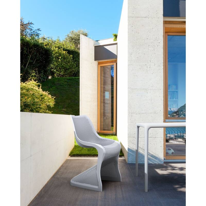 33.5" Silvery Gray Outdoor Patio Dining Chair