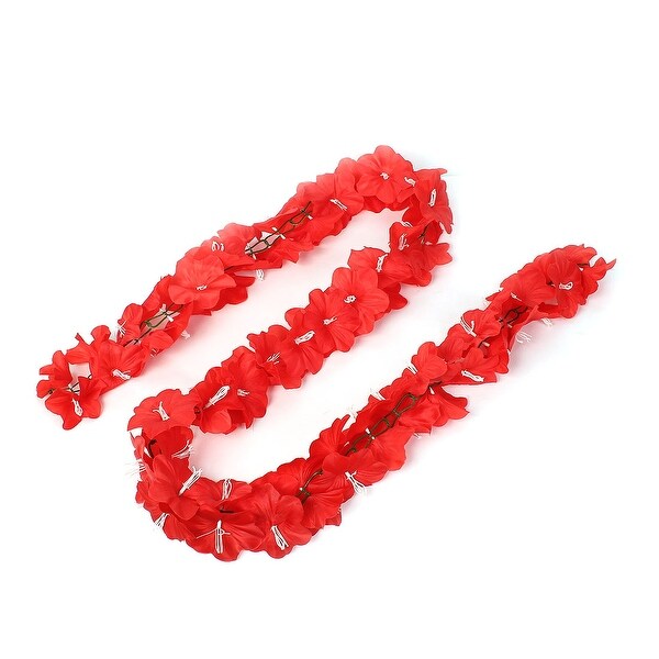 Unique Bargains Wedding Home Decor Artificial Fake Hanging Garland Flower String Vine Red 2Pcs