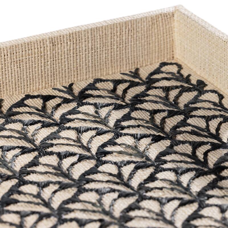 Canaria Petals Natural Fiber Raffia Serving Tray