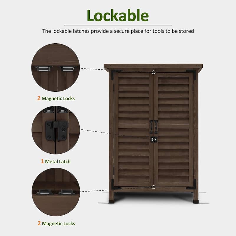 MCombo Small Outdoor Storage Cabinet Shed with Double Doors (24.6" x 18.3" x 38.2"), Wooden 0985