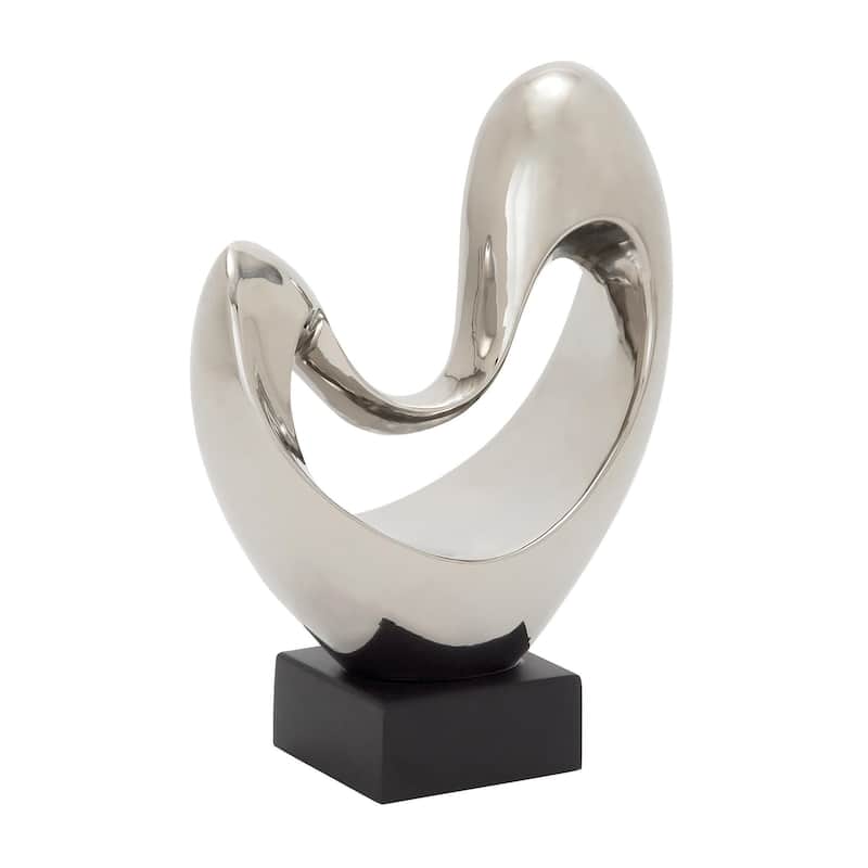 Polystone Abstract Heart Decorative Sculpture with Black Base - Silver, Copper - Roche River Decor