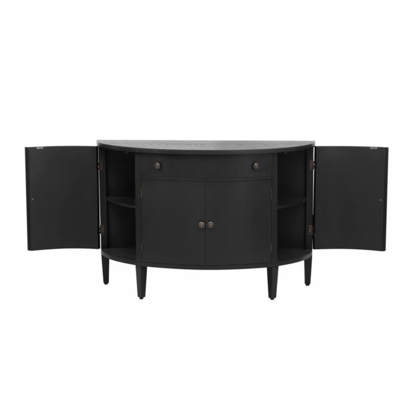Curved Design Storage Cabinet made of Fraxinus Mandschuric Solid Wood Veneer