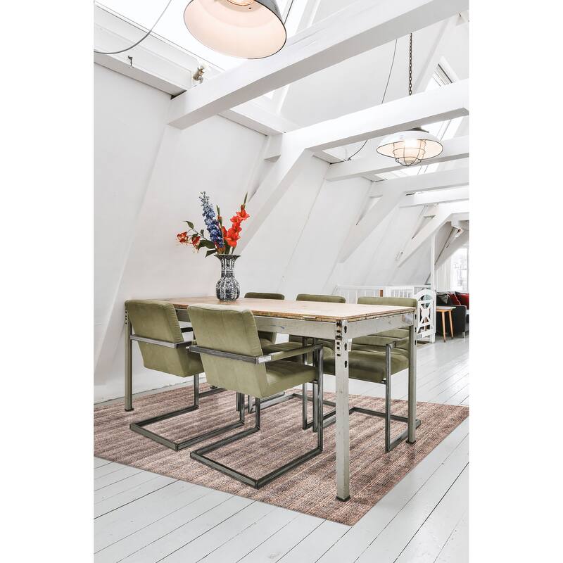 ECARPETGALLERY Hand Loomed Loreto Grey Viscose, Wool Rug - 5'4 x 7'6