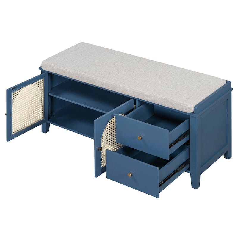 Shoe Storage Bench, Vintage Shoe Bench with Storage and Cushion, Shoe Bench