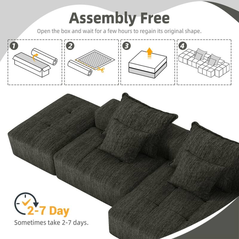Modern 127.56" Oversized Modular Sectional Sofa with Ottoman Chenille Fabric