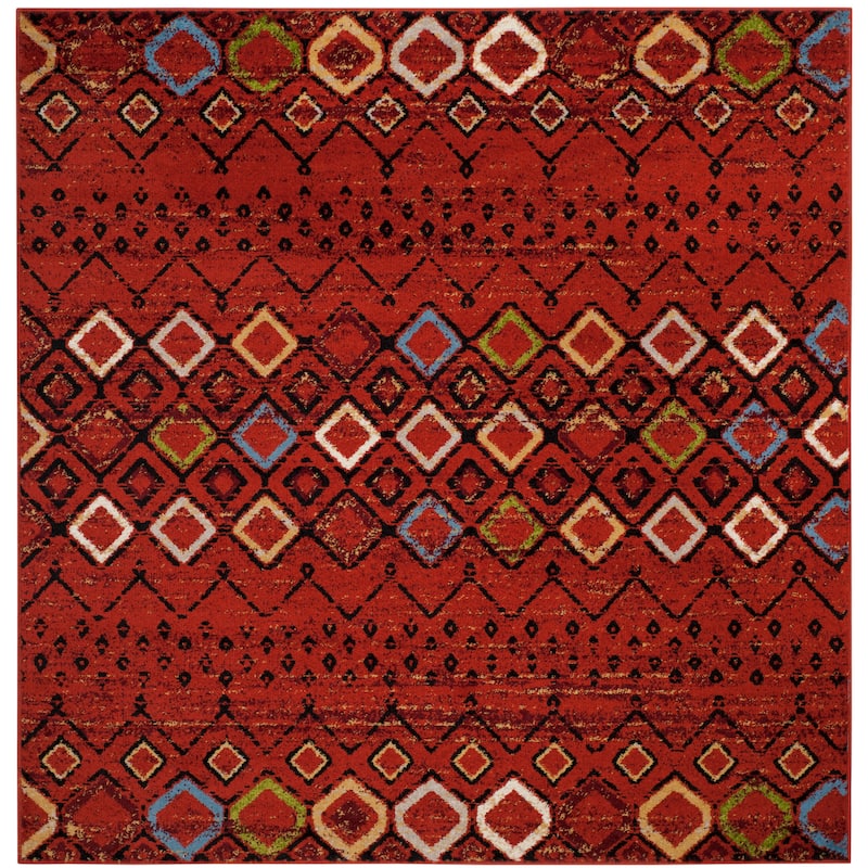SAFAVIEH Amsterdam Bridget Moroccan Boho Rug - 8' Square - Terracotta/Multi - Square