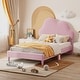 preview thumbnail 1 of 5, Twin Size Velvet Upholstered Cloud-Shape Bed with Headboard, No Box Spring Needed Pink
