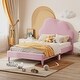 preview thumbnail 30 of 34, Velvet Upholstered Bed with Cloud-Shape Headboard, Wood Platform Bed Frame for Boys Girls Easy Assembly, No Box Spring Needed Pink - Twin