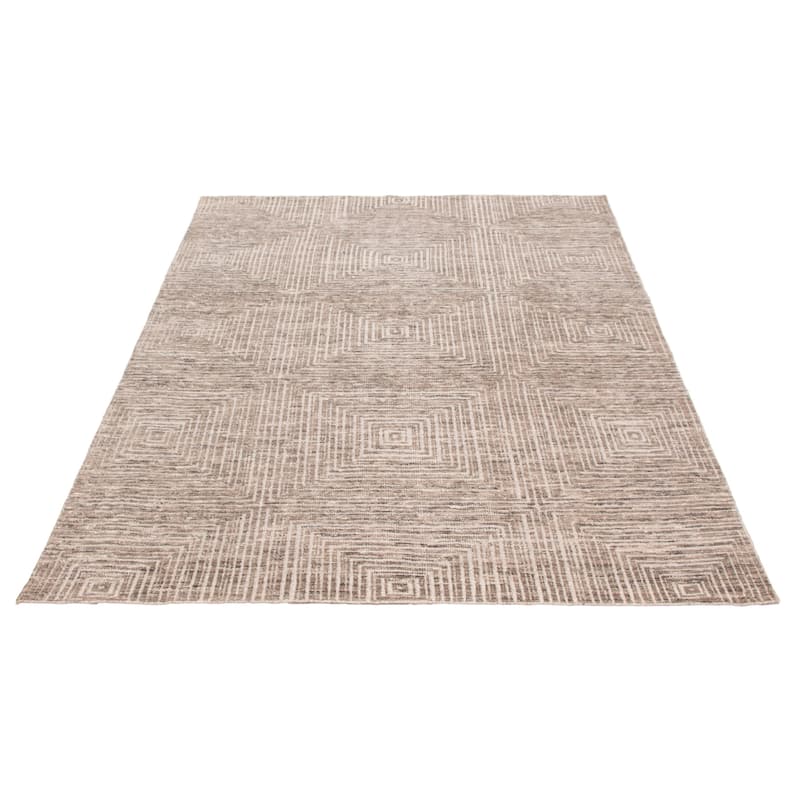 ECARPETGALLERY Hand-knotted Tangier Taupe Wool Rug - 7'11 x 9'11