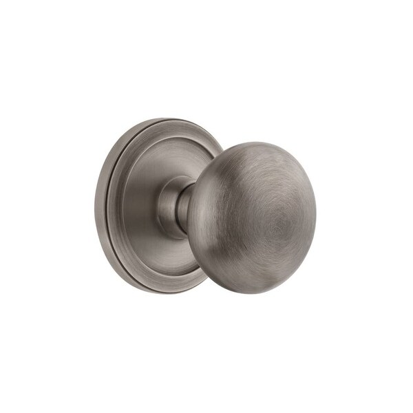 Grandeur CIRFAV_PRV_238 Circulaire Solid Brass Rose Privacy Door Knob Set with Fifth Avenue Knob and 2-3/8" Backset