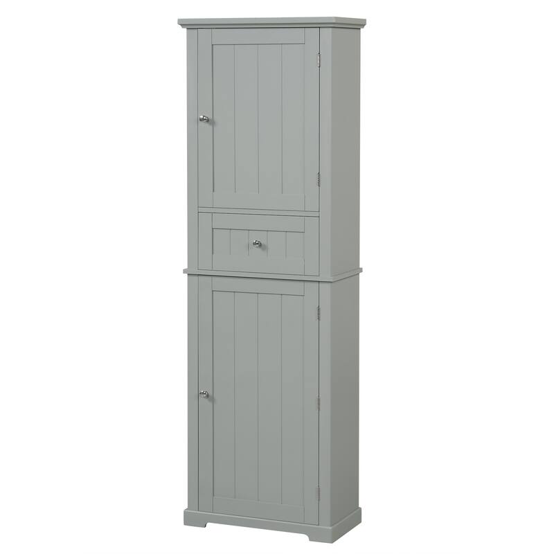GDFStudio - Emery Tall Freestanding Bathroom Storage Cabinet with Drawer and Adjustable Shelves
