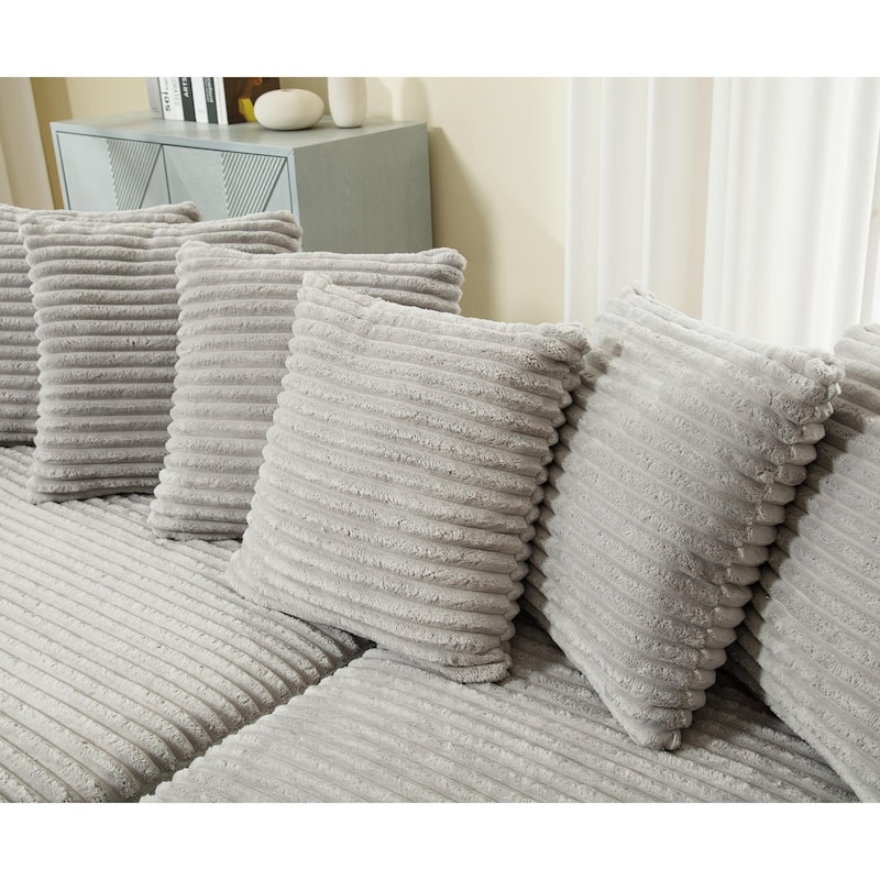 Gray 111" Corduroy L-Shaped Sectional Sofa with Oversized Left Chaise