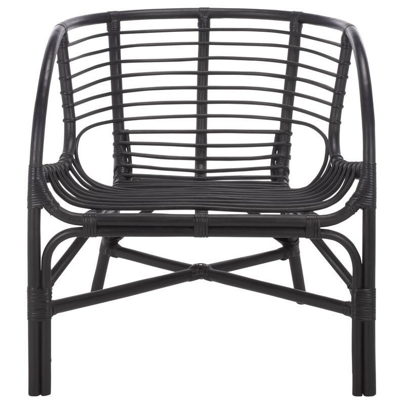 SAFAVIEH Home Valeriya Woven Rattan Arm Chair - 28"W x 26"D x 29"H - Black