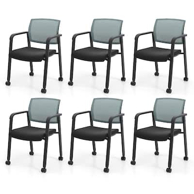 Gymax 6 PCSC Conference Chairs Stackable Office Guest Mesh Chair