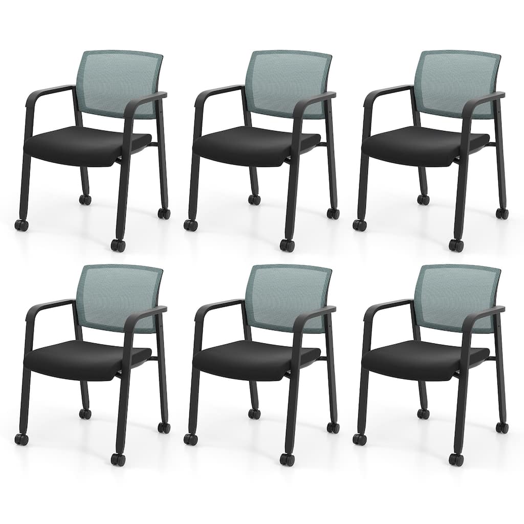 Gymax 6 PCSC Conference Chairs Stackable Office Guest Mesh Chair