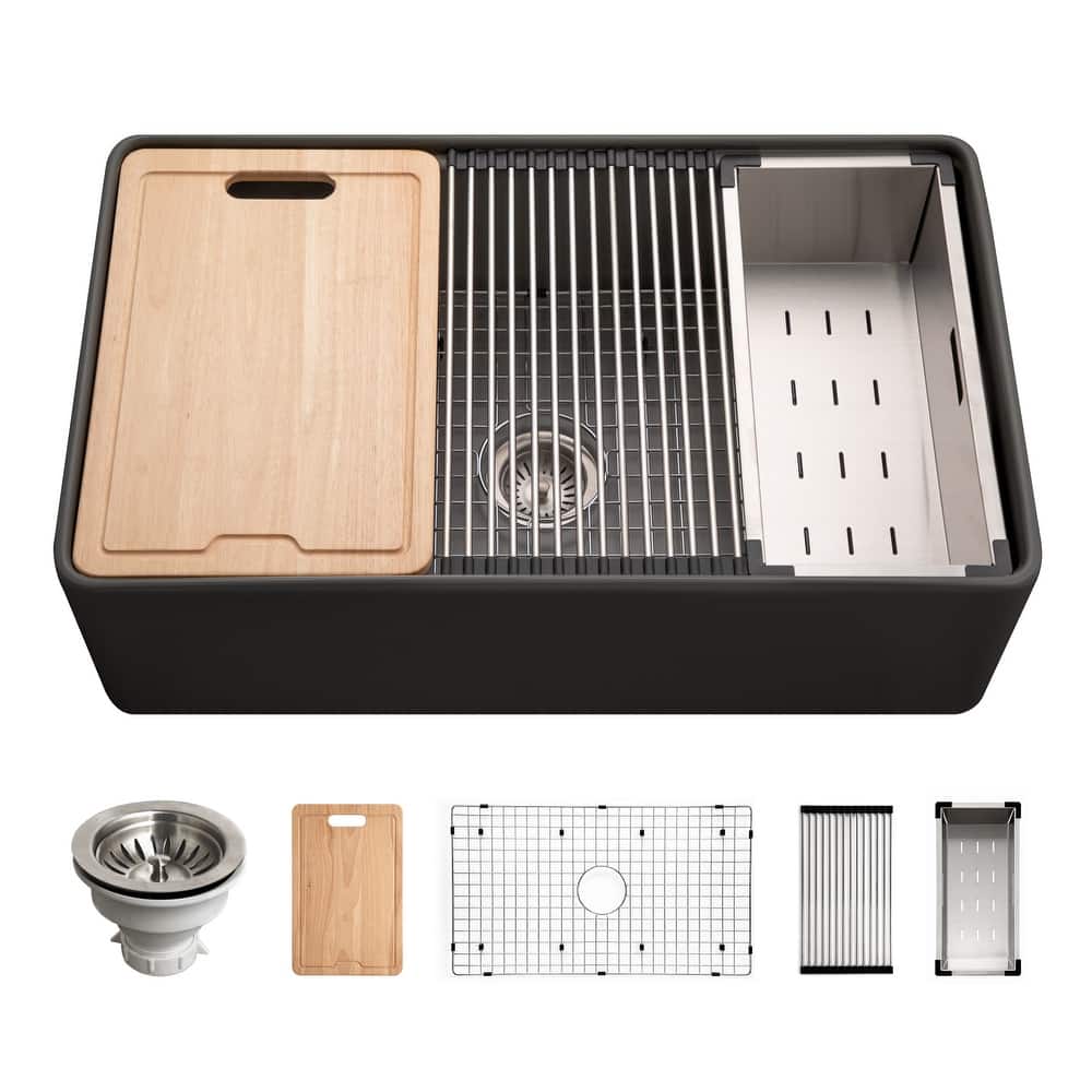 Houzer PTW-3320S Aspire 33" Farmhouse Single Basin Fireclay Kitchen