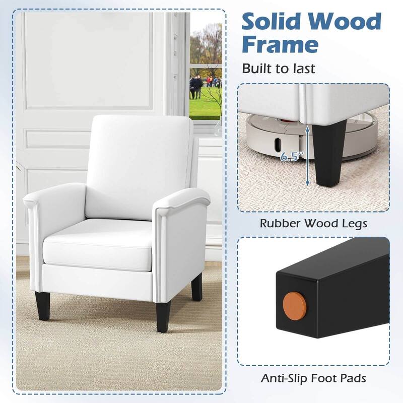 Costway 1/2 PCS Floral Accent Chair with Solid Wood Legs & High Back - See Details