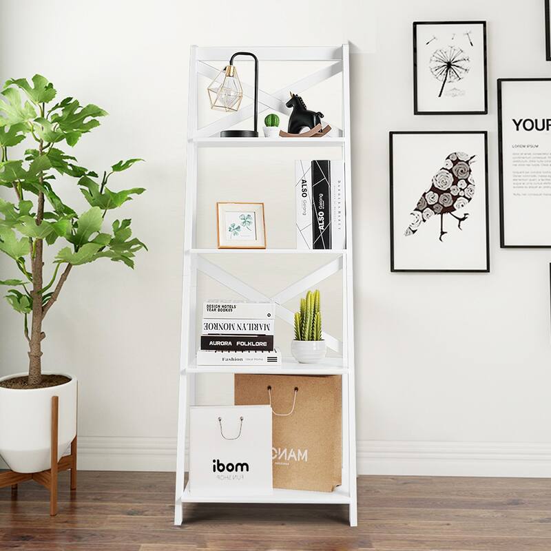 Costway 1PC/2PCS Ladder Shelf 4-Tier Bookshelf Bookcase Storage