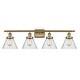 preview thumbnail 12 of 61, Innovations Lighting Ballston Urban Cone - 4 Light 38" Bath Vanity Light Seedy/Brushed Brass Finish