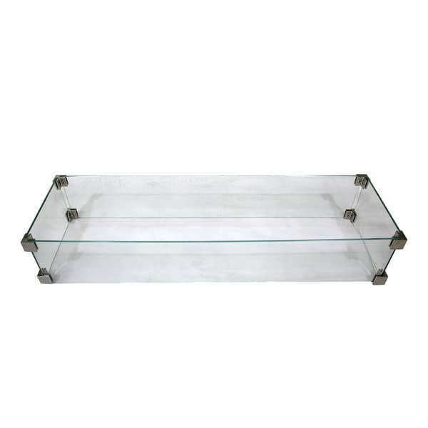 slide 2 of 4, Elementi Outdoor Granville Fire Pit Rectangle Wind Screen 43 x 13"