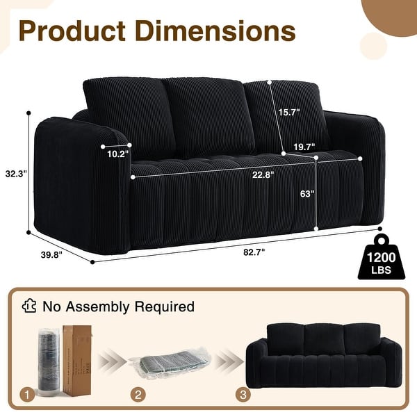 dimension image slide 3 of 9, Cloud Sofa Corduroy Deep Seat Couch Oversized Compression Loveseat Sofa