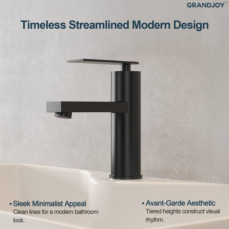 GRANDJOY 2-Pack Modern Single Handle Bathroom Vanity Faucet, Single-Hole Installation
