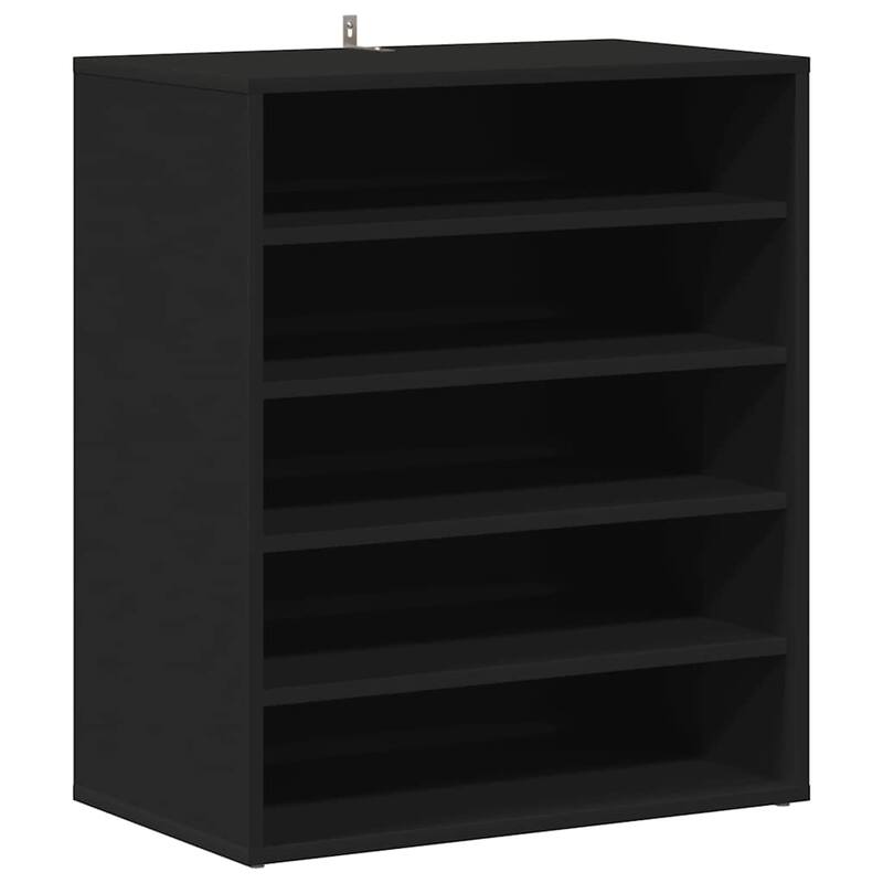 vidaXL Shoe Cabinet Black Engineered Wood Medium Storage Shoe Cabinet