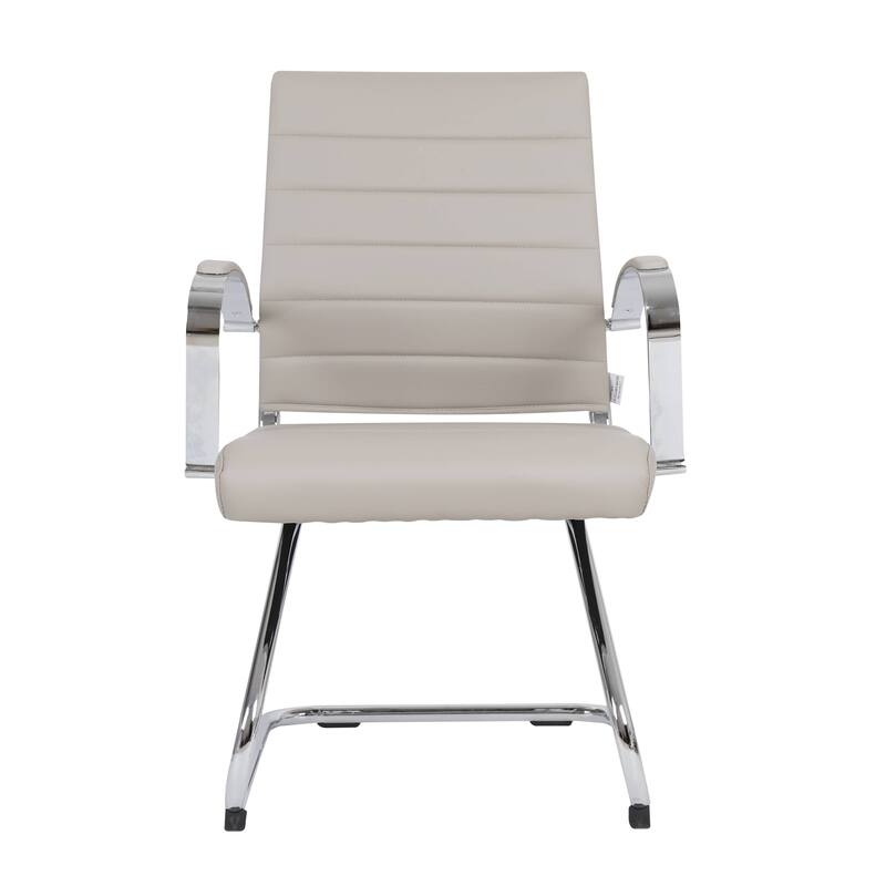 Benmar Modern Leather Office Chair with Stainless Steel Sled Base, Floor Caps, Ergonomic Desk Chair for Home Office or Workspace