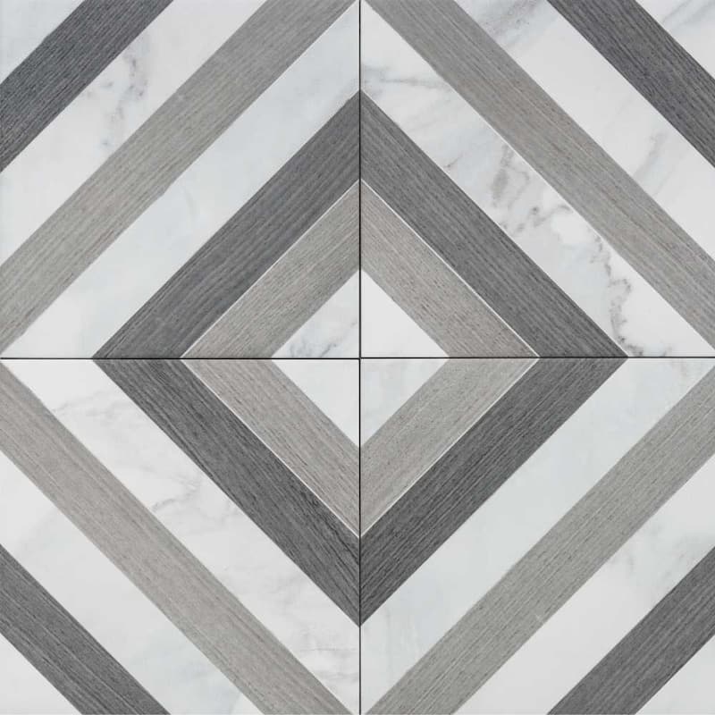 Palace 8x8 Matte Wood Look Porcelain Encaustic Tile - Floor, Wall & Backsplash