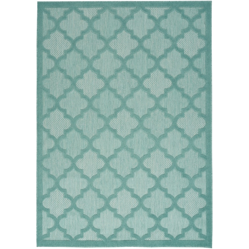 Nourison Easy Care Indoor/Outdoor Moroccan Trellis Area Rug - 2' x 4' - Aqua/Teal