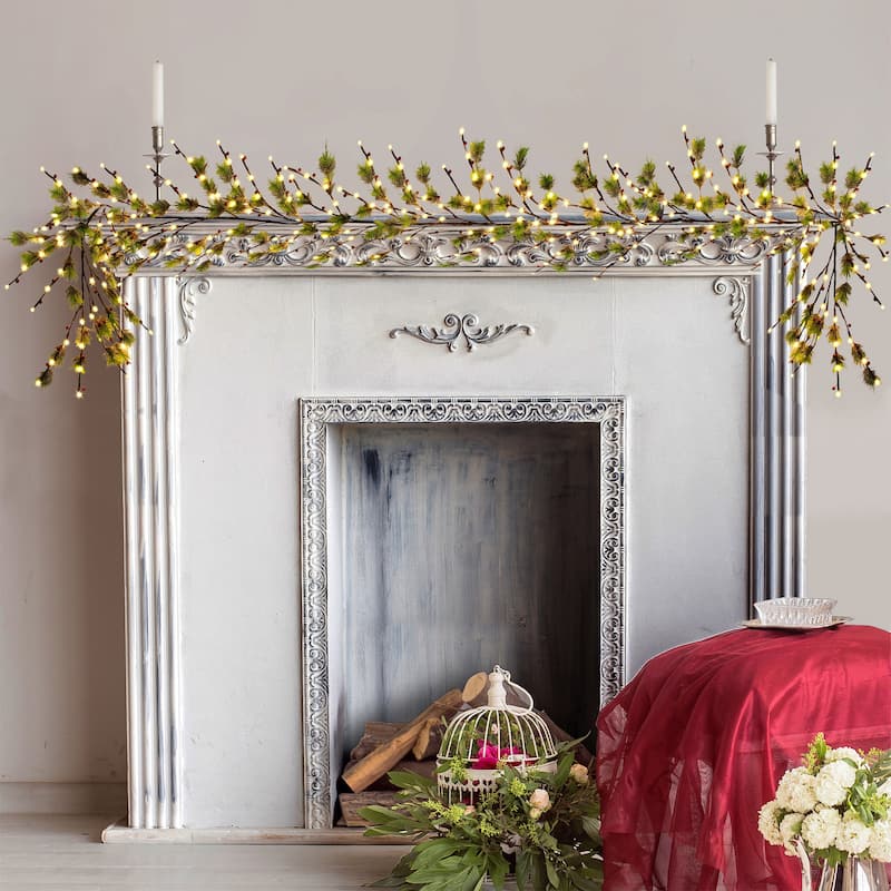 Puleo International 6 ft. Pre-lit Artificial Christmas Twig Garland - 6 ft.