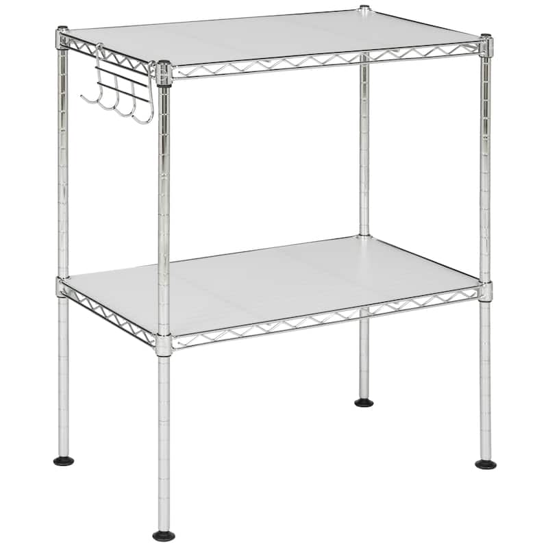 SAFAVIEH Storage Jeryl 2-Tier Chrome Wire Microwave Rack - 19.7" x 11.8" x 23.6" - 20Wx12Dx24H