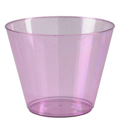9 Ounce Purple Glitter Plastic Disposable Cups- Holiday Wedding Party Catering Events (110 Cups) - 9 ounces