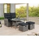 preview thumbnail 1 of 12, Monaco All-Weather 4-Piece Set with Two-Seat Reclining Bench, 26"H Cocktail Table and Two Ottomans - Standard