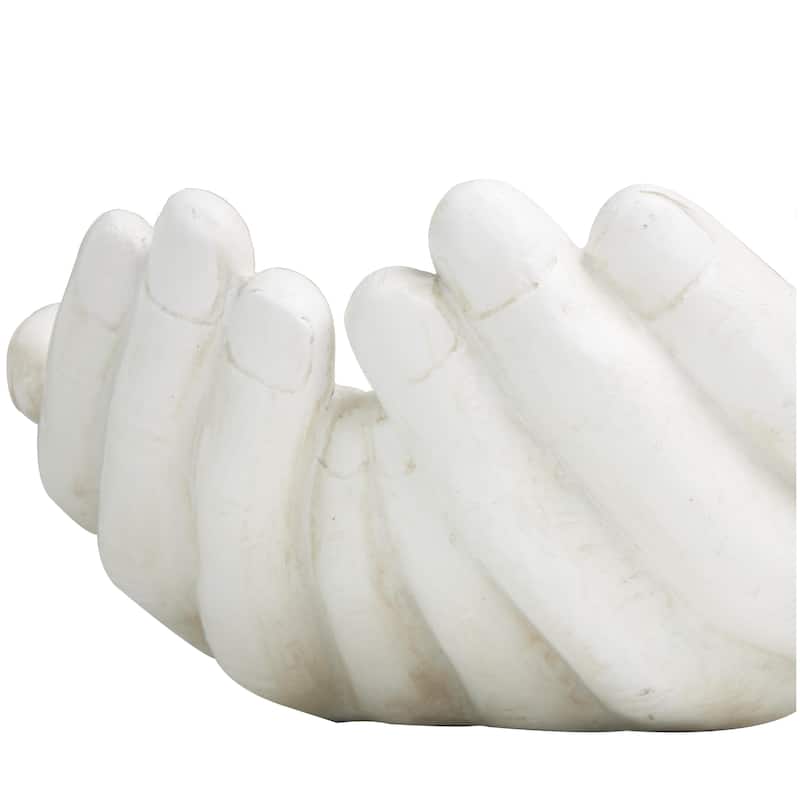 Polystone Hands Open Decorative Sculpture - White - Roche River Decor
