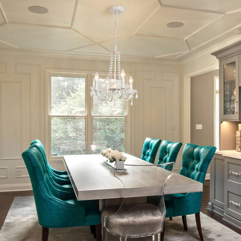 4-Light Candle Style Chandelier with Crystal Accents for Living Room Bedroom