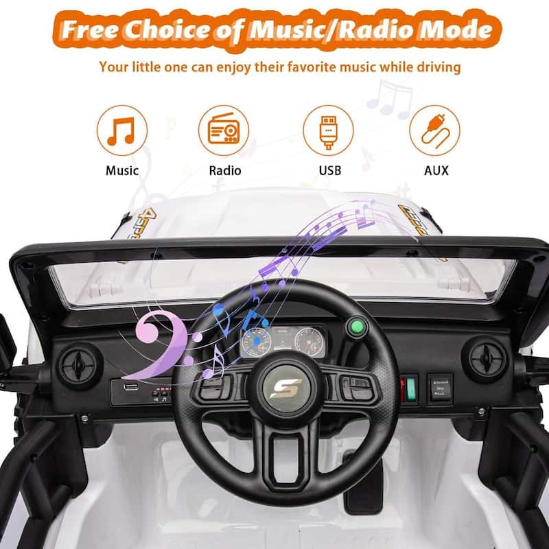 2 Seater Electric Truck, 24V Ride On Car for Kids Best Gift, White