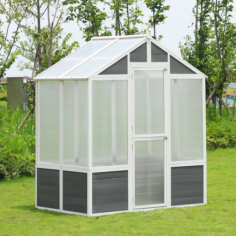 Walk-in Greenhouse, Heavy Duty Solid Frame Wood Garden Shed - 76''x48''x86''