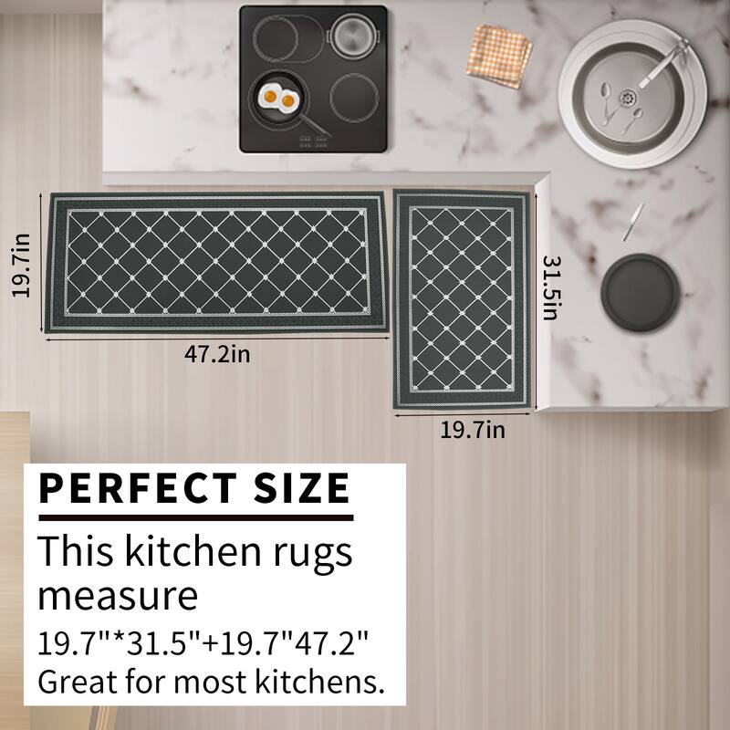 2 PCS Kitchen Mat, Cushioned Kitchen Rugs,19.7 X 31.5 In and 19.7 X 47.2In