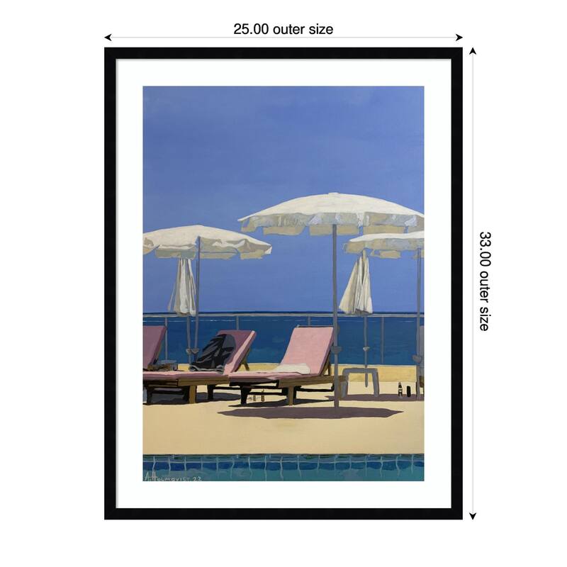 Seaside landscape by Borgenhag Holmqvist Wood Framed Wall Art Print - Svelte Noir Black