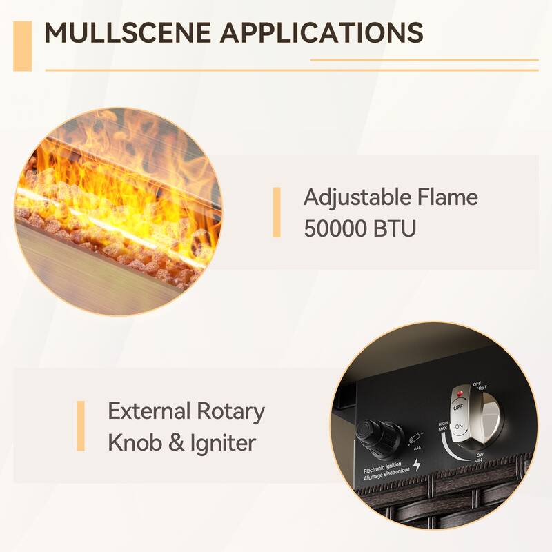 Gymojoy 5 Piece Wicker Outdoor Patio U-shaped feet Conversation Set Group , Include Fire Pit Table