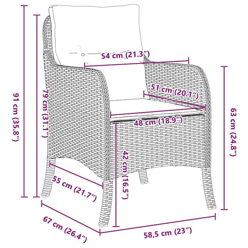 vidaXL Garden Dining Set with Cushion Grey Poly Rattan