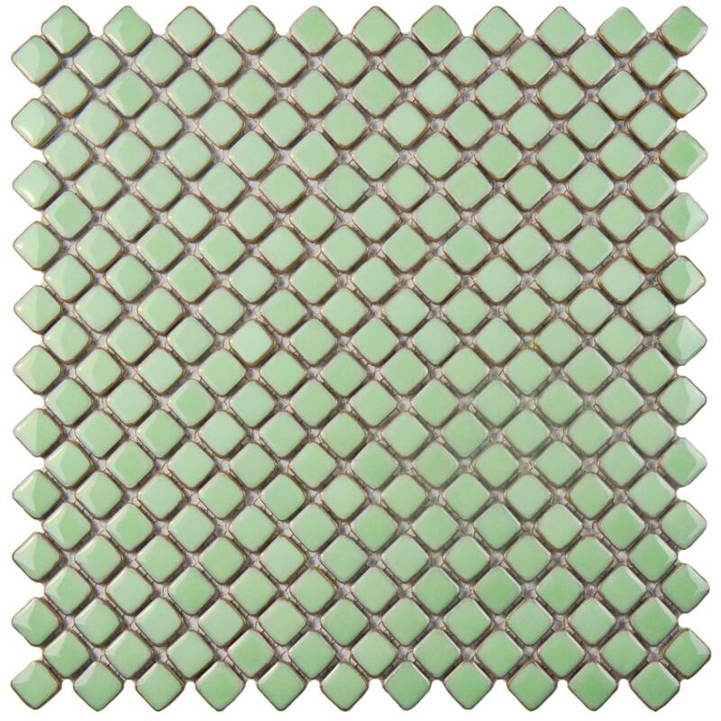 Merola Tile Hudson Diamond Light Green 12-1/4" x 12-3/8" Porcelain Floor and Wall Tile