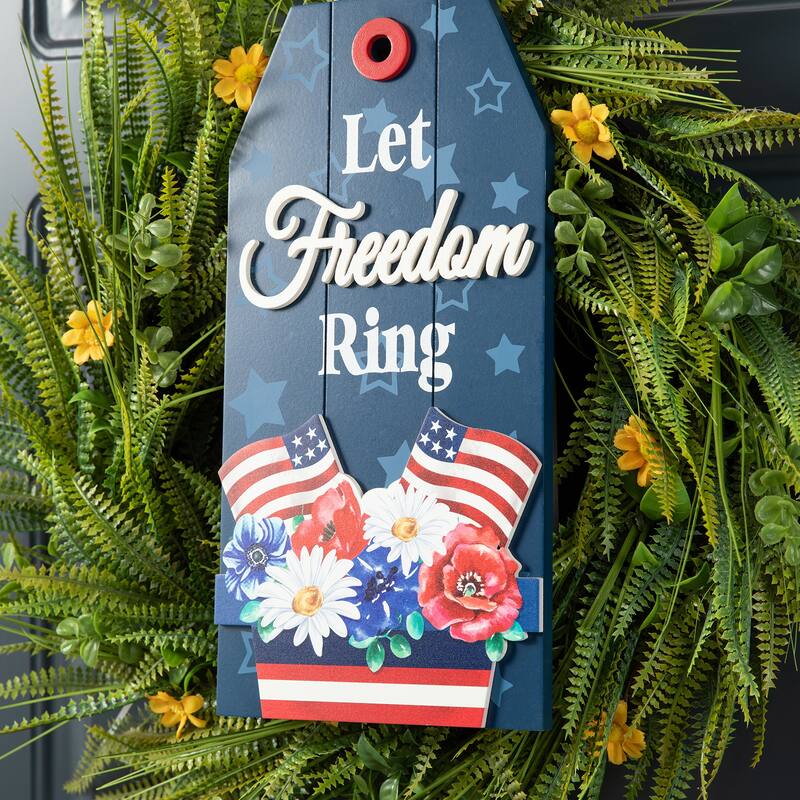 Glitzhome Patriotic/Americana Wooden Flag Sign Door Hangers Decor