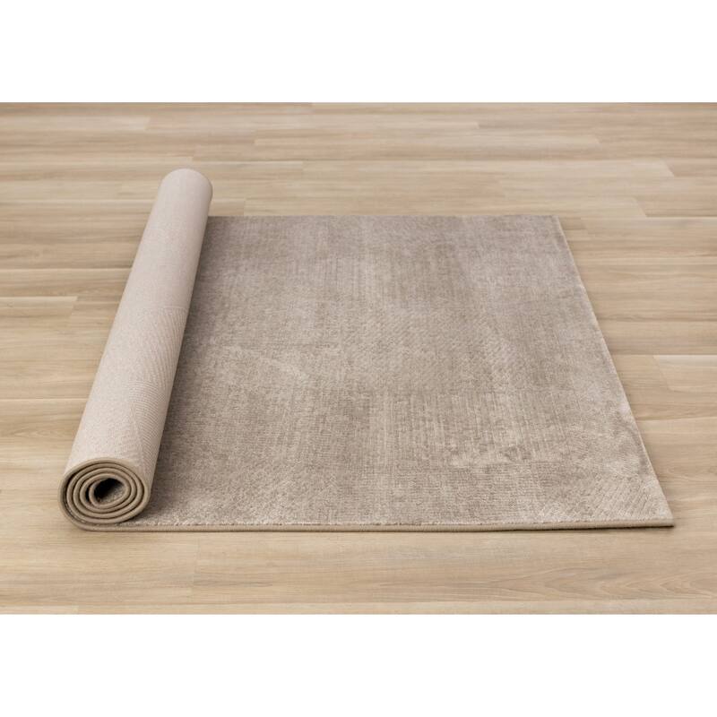 Green Taupe Striped Geometric Shapes Desne High-Traffic Rug