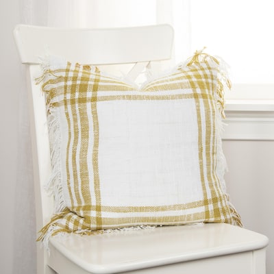 Plaid Woven Cotton Pillow Cover