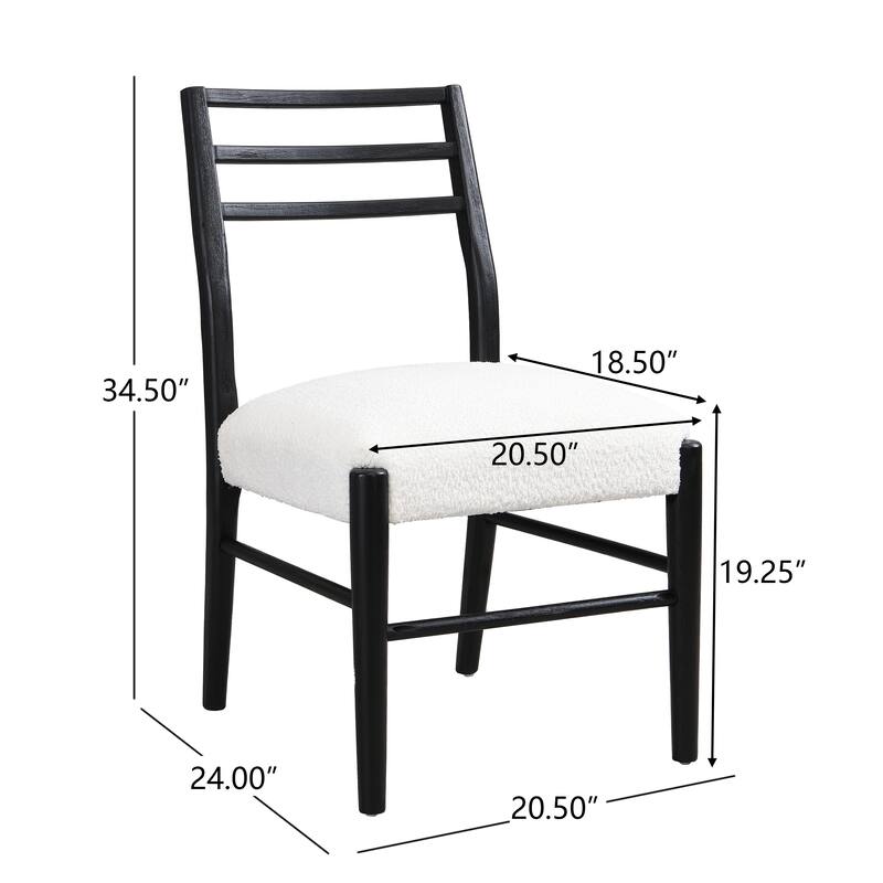 Farmhouse Woodern Frame Upholstered Armless Dining Chair with Lader Back(Set of 2)