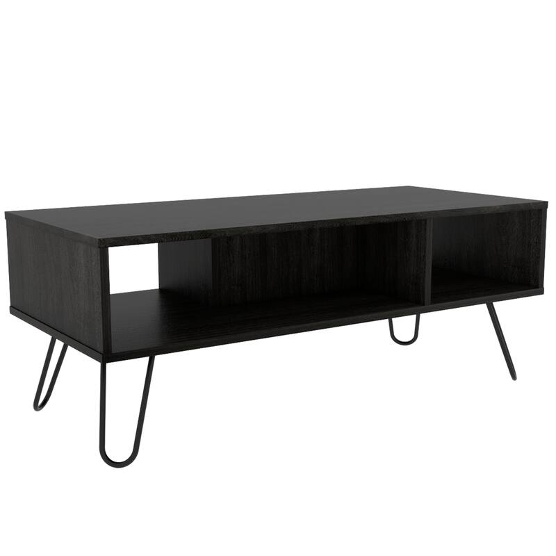 TUHOME Vassel Hairpin Leg Coffee Table with Open Shelves